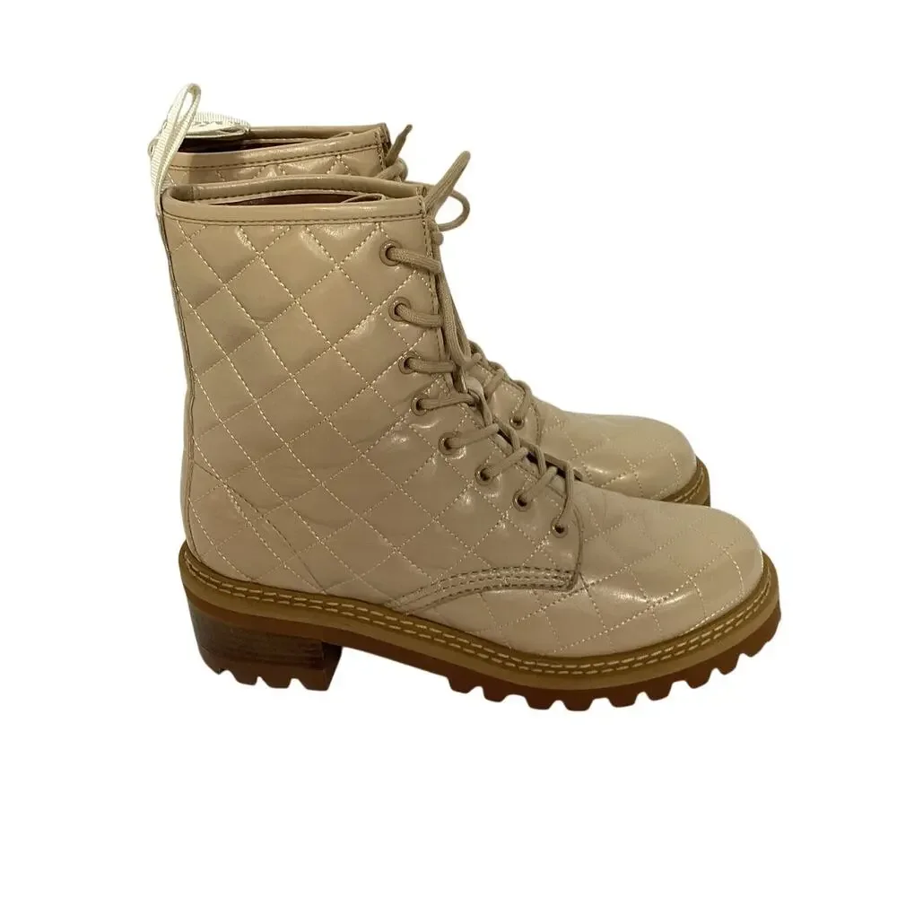 See By Chloe Quilted Light Pastel Pink Jodie Combat Boots Size EU 38/ US 8